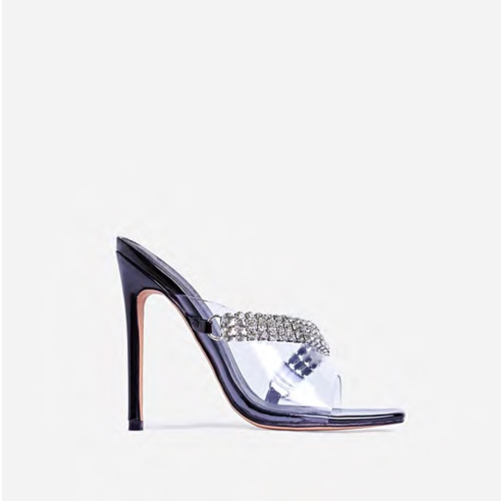 EGO Diamante Black Patent Square Toe Mule